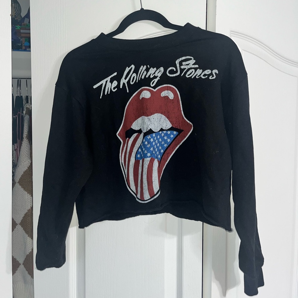 The Rolling Stones Sweater | Small Cropped Crew Neck Sweatshirt